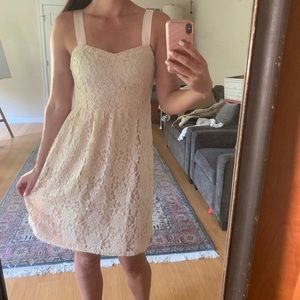 Cream/champagne color lace & ribbon midi dress sz4